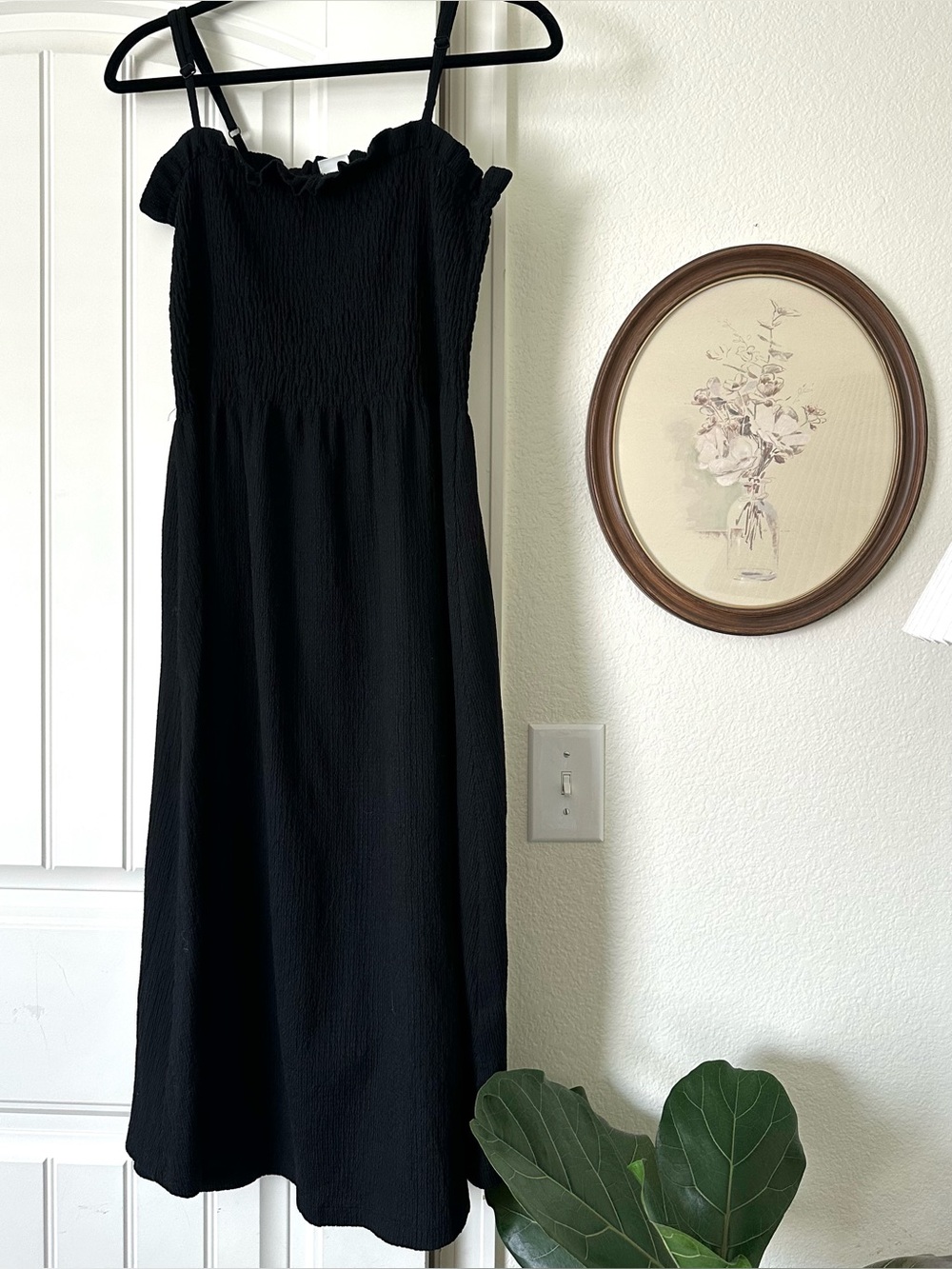 H&M Black Spaghetti Strap Midi Dress sundress Medium